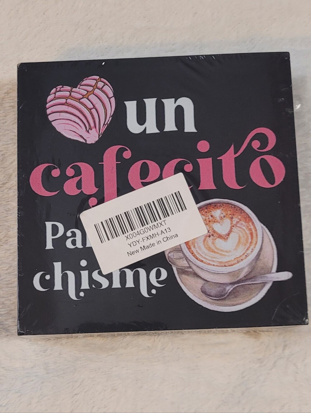 Un Cafecito Decorative Wall Sign - Pink & Black